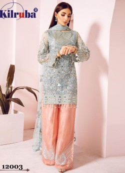 Grey Eid Wear Pakistani Suit Jannat Freesia 12003 Colours 12003R By Kilruba SC/017389