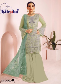 Green Net Eid Wear Pakistani Suit Jannat Freesia 12005 Colours 12005B By Kilruba SC/018066