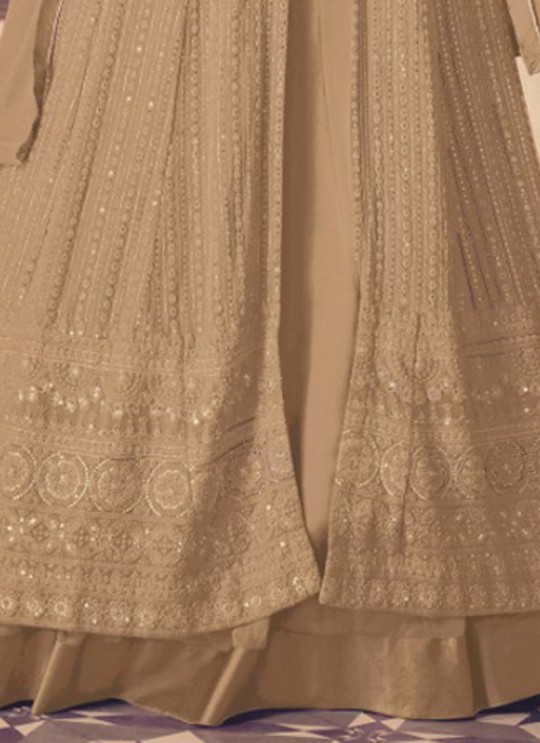 122-3 Colours By Kilruba Georgette Beige Embroidered Skirt Kameez