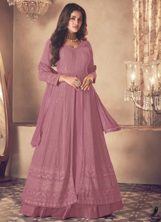 122-4 Colours By Kilruba Georgette Pink Embroidered Skirt Kameez 122-4 Colours By Kilruba Georgette Pink Embroidered Skirt Kameez