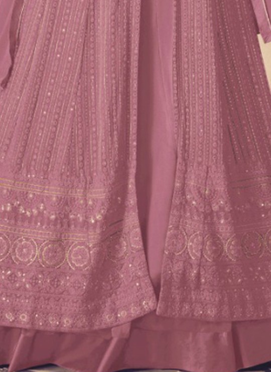 122-4 Colours By Kilruba Georgette Pink Embroidered Skirt Kameez 122-4 Colours By Kilruba Georgette Pink Embroidered Skirt Kameez