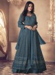 122A Colours By Kilruba Georgette Teal Embroidered Skirt Kameez 122A Colours By Kilruba Georgette Teal Embroidered Skirt Kameez