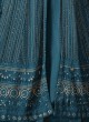 122A Colours By Kilruba Georgette Teal Embroidered Skirt Kameez 122A Colours By Kilruba Georgette Teal Embroidered Skirt Kameez