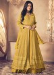 122C Colours By Kilruba Georgette Yellow Embroidered Skirt Kameez 122C Colours By Kilruba Georgette Yellow Embroidered Skirt Kameez