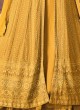 122C Colours By Kilruba Georgette Yellow Embroidered Skirt Kameez 122C Colours By Kilruba Georgette Yellow Embroidered Skirt Kameez