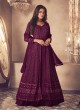 122H Colours By Kilruba Georgette Wine Embroidered Skirt Kameez