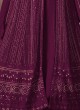 122H Colours By Kilruba Georgette Wine Embroidered Skirt Kameez