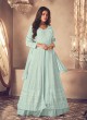 122L Colours By Kilruba Georgette Sky Blue Embroidered Skirt Kameez