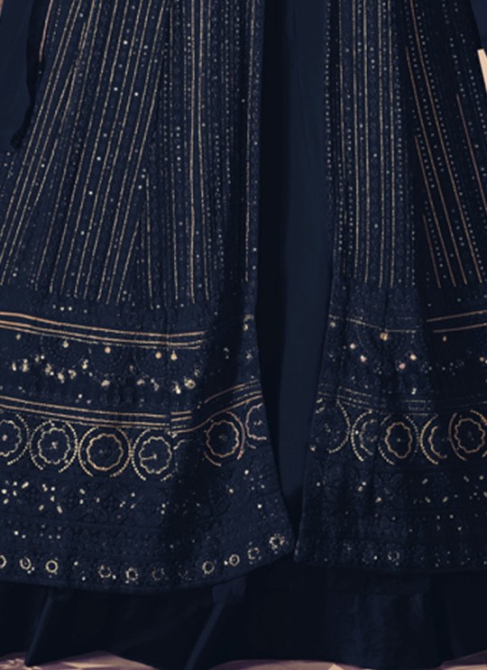 122Q Colours By Kilruba Georgette Blue Embroidered Skirt Kameez