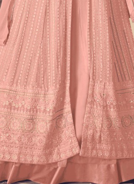 122V Colours By Kilruba Georgette Pink Embroidered Skirt Kameez