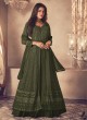 122Z-1 Colours By Kilruba Georgette Mehandi Green Embroidered Skirt Kameez