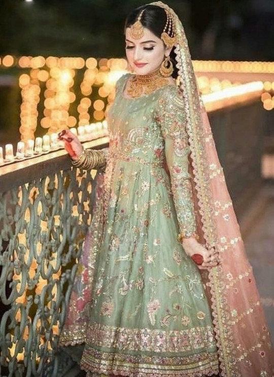 Green Organza Designer Pakistani Suit K-21 Pista By Kilruba SC017656