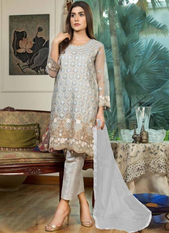 Jannat Formal Collection Vol 2 By Kilruba 22003 Grey Georgette Pakistani Suit For Eid 2021 SC/017296