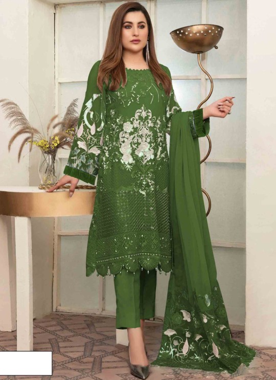 Kilruba 137 Colours Bottle Green Georgette Pakistani Suit K-137D