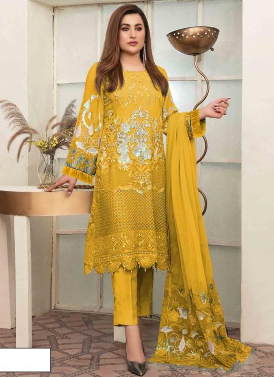 Kilruba 137 Colours Yellow Georgette Pakistani Suit K-137B