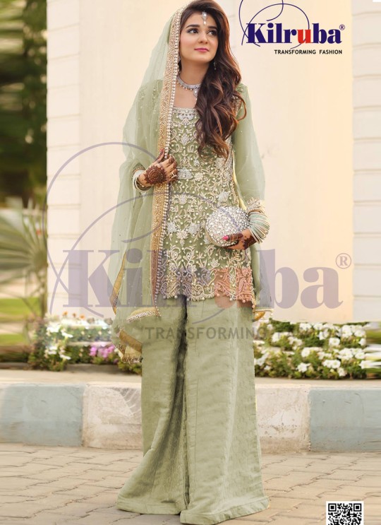 Kilruba 65 Colours Vol 1 Mehndi Green Net  Pakistani Suit Kilruba k-65 K