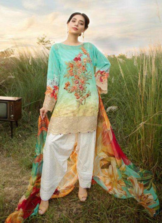 Blue Satin Cotton Pakistani Suit Swiss Summer Collection 31004 By Kilruba SC/018425