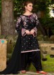 Black Cambric Cotton  Punjabi Style Suit Monochrome By Kilruba SC018287