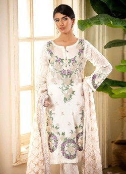 Off White Pure Cotton  Pant Style Suit Naye Rang By Kilruba SC018446