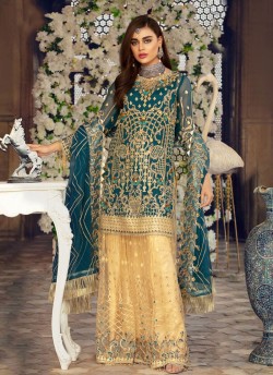 Blue Georgette Pakistani Palazzo Suit 501 Series By Kilruba SC017462