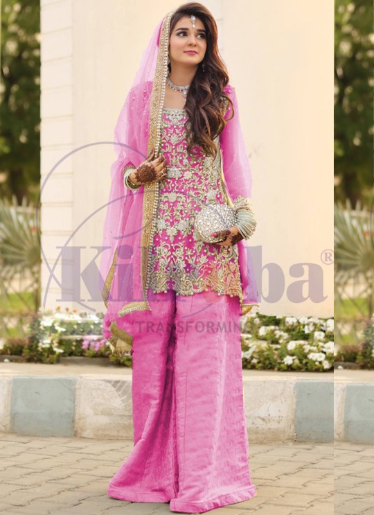 Pink Net Bridal Pakistani Suit 65 Colours By Kilruba SC018698