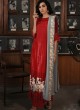 Red Georgette Pakistani Straight Cut Suit 705 Colours By Kilruba SC016604