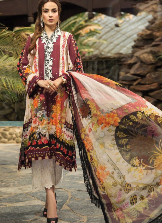 Afrozeh Lawn 20 By Kilruba 28003 Brown Cotton Designer Pakistani Lawn Suit