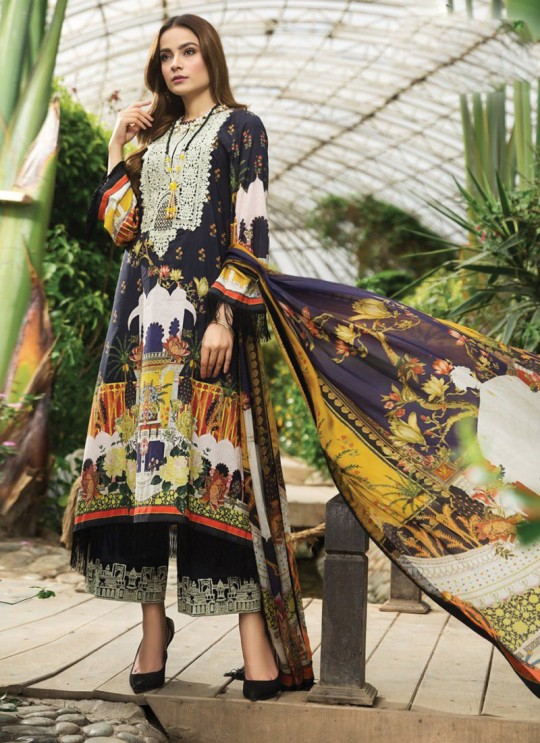 Afrozeh Lawn 20 By Kilruba 28007 Blue Cotton Designer Pakistani Lawn Suit