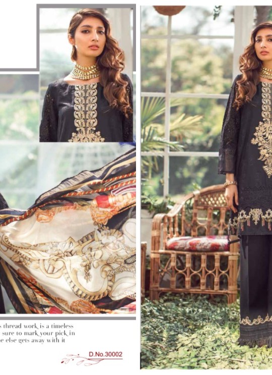 Elaf By Kilruba 30002Set Black Pure Lawn Cotton Designer Pakistani Suit
