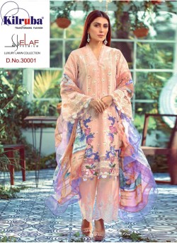 Elaf Premium Luxury Lawn By Kilrub 30001 to 30007 Series Lawn Cotton Pakistani Suits