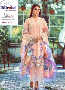 Elaf Premium Luxury Lawn By Kilrub 30001 to 30007 Series Lawn Cotton Pakistani Suits