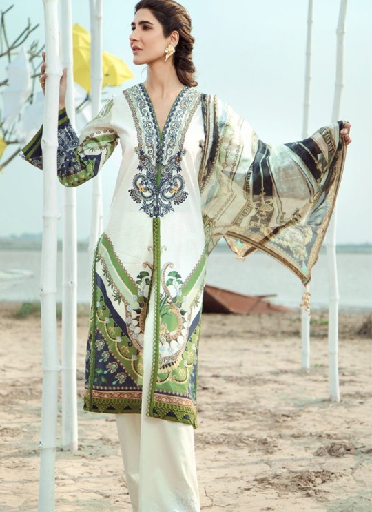 Multicolor Lawn Eid Wear Pakistani Suit Firdous Lawn Collection Chiffon Dupatta 24001 By Kilruba SC/018058