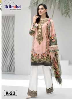Iris Lawn Vol 20 K-23 By Kilruba Peach Party Wear Pakistani Suit SC-017117