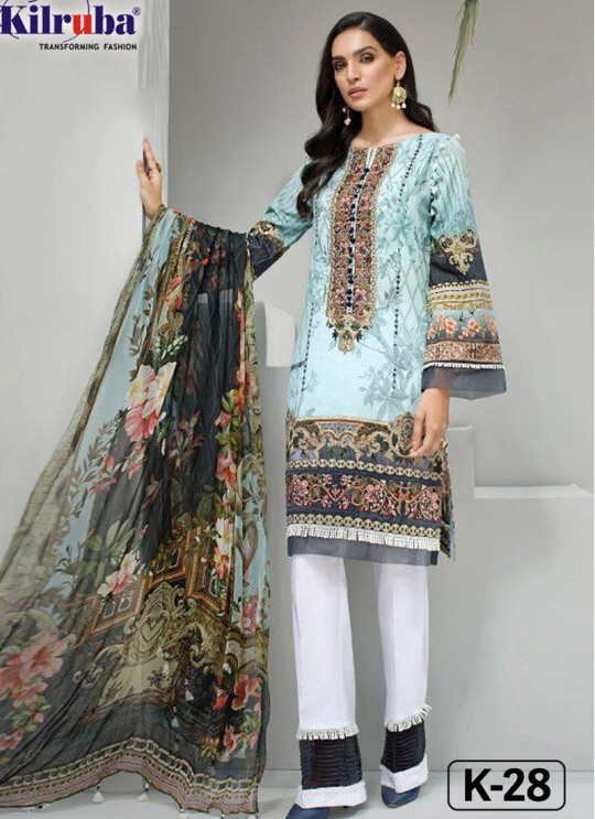 Iris Lawn Vol 20 K-28 By Kilruba Blue Party Wear Pakistani Suit SC-017079