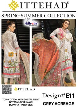 Ittehad BY Kilruba E11 White Designer Pakistani Shalvar Kameez SC/017291