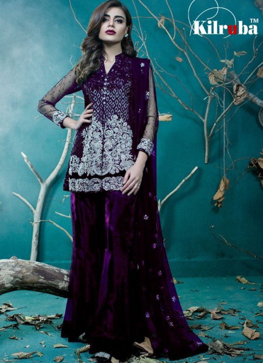 Purple Net Embroidered Pakistani Suits Jannat Gold Vol 1 01C Color By Kilruba SC/013610 Purple Net Embroidered Pakistani Suits Jannat Gold Vol 1 01C Color By Kilruba SC/013610