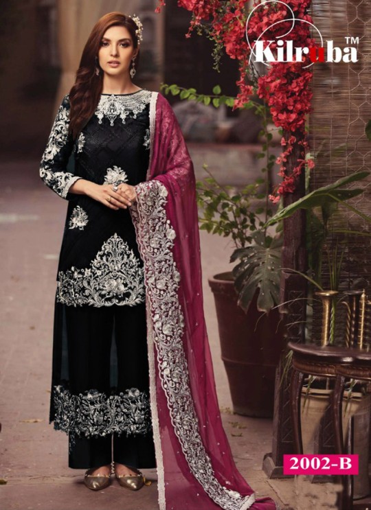 Black Faux Georgette Embroidered Pakistani Suits Jannat Luxury Art 2002B Color By Kilruba Sc/013753