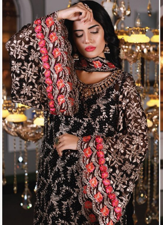 Black Georgette Embroidered Pakistani Suits Jannat Royal Collection 3006 By Kilruba  SC/013267