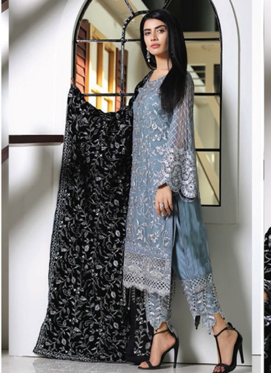 Blue Georgette Embroidered Pakistani Suits Jannat Royal Collection 3003 Set By Kilruba SC/013268