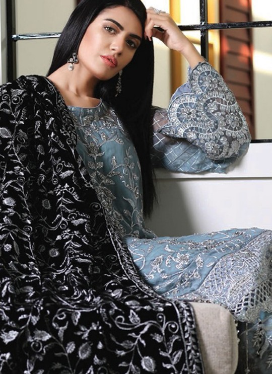 Blue Georgette Embroidered Pakistani Suits Jannat Royal Collection 3003 By Kilruba  SC/013264