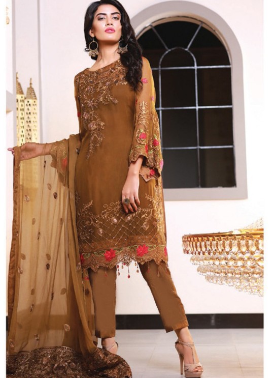 Brown Georgette Embroidered Pakistani Suits Jannat Royal Collection 3002 Set By Kilruba SC/013268