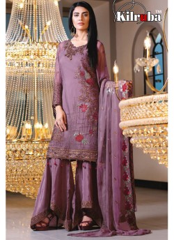 Lavender Georgette Embroidered Pakistani Suits Jannat Royal Collection 3004 By Kilruba  SC/013265