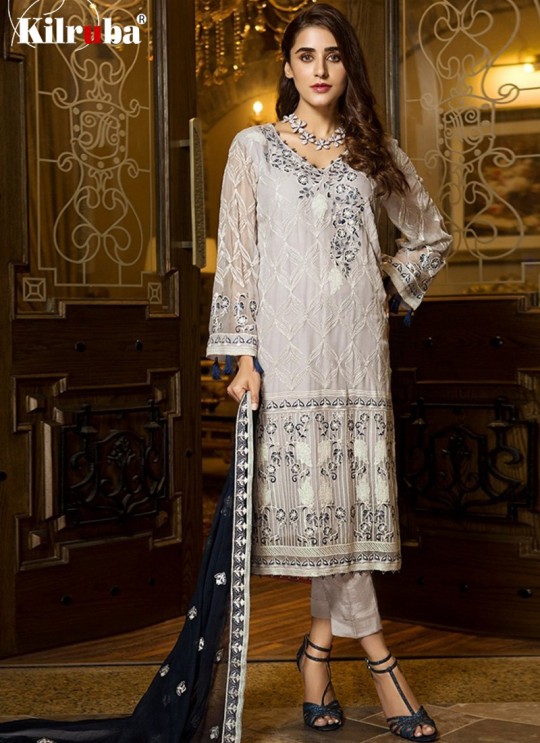 Off White Georgette Embroidered Pakistani Suits Summer Dream 4006 By Kilruba