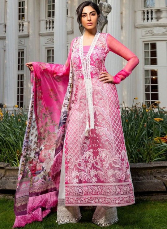 Pink Organza Tisu Embroidered Pakistani Suits Jannat Eid Collection 6003 Set By Kilruba