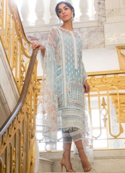 Ice Blue Net Embroidered Pakistani Suits Jannat Eid Collection 6006 By Kilruba