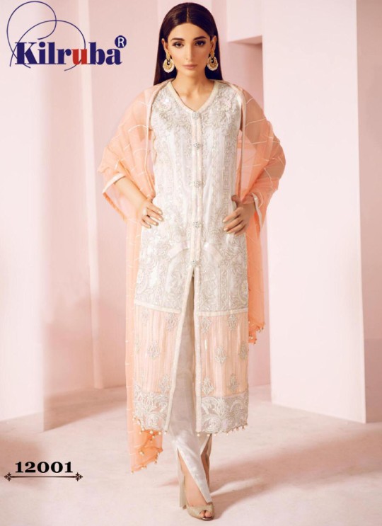 Jannat Freesia 12001 By Kilruba White Wedding Wear Pakistani Suit SC-017387