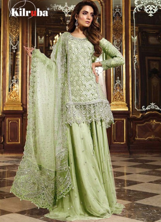 K 12 Colors K-12J By Kilruba Pista Green Reception Wear Pakistani Suit SC-016884