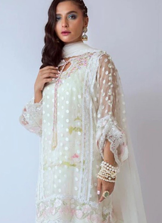 Kilruba Super Hit By Kilruba K-46 White Net Party Wear Pakistani Salwar Kameez SC018176