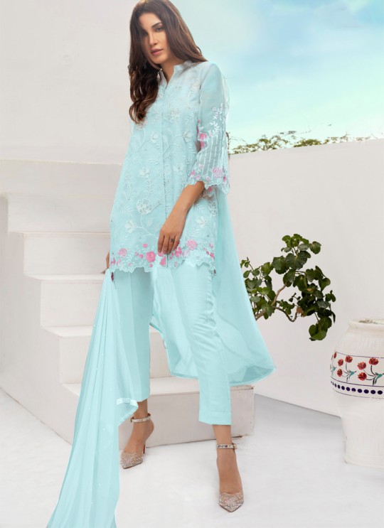 Turquoise Georgette Pakistani Suit Jannat Formal Collection 10004 By Kilruba SC/016617