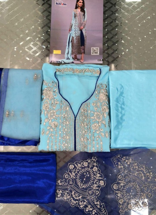 Blue Georgette Designer Pakistani Salwar Kameez 67 Colours 67B By Kilruba SC-018364